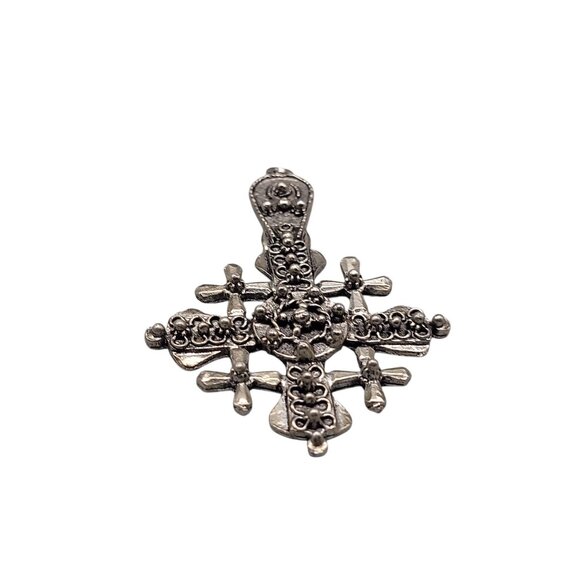 900 Silver Holy Land Crusader Cross Pendant Hand Forged Vintage Unisex Jewelry - Picture 4 of 6